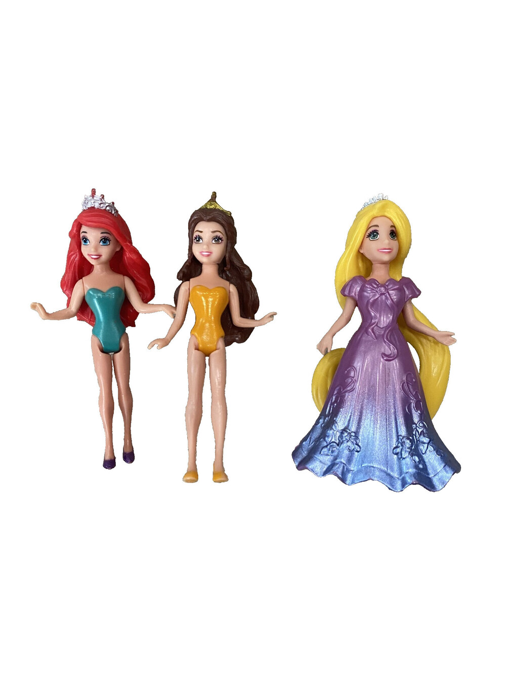 Disney TANGLED Princess Rapunzel MAGIC-CLIP Doll Ariel Belle Purple Dress